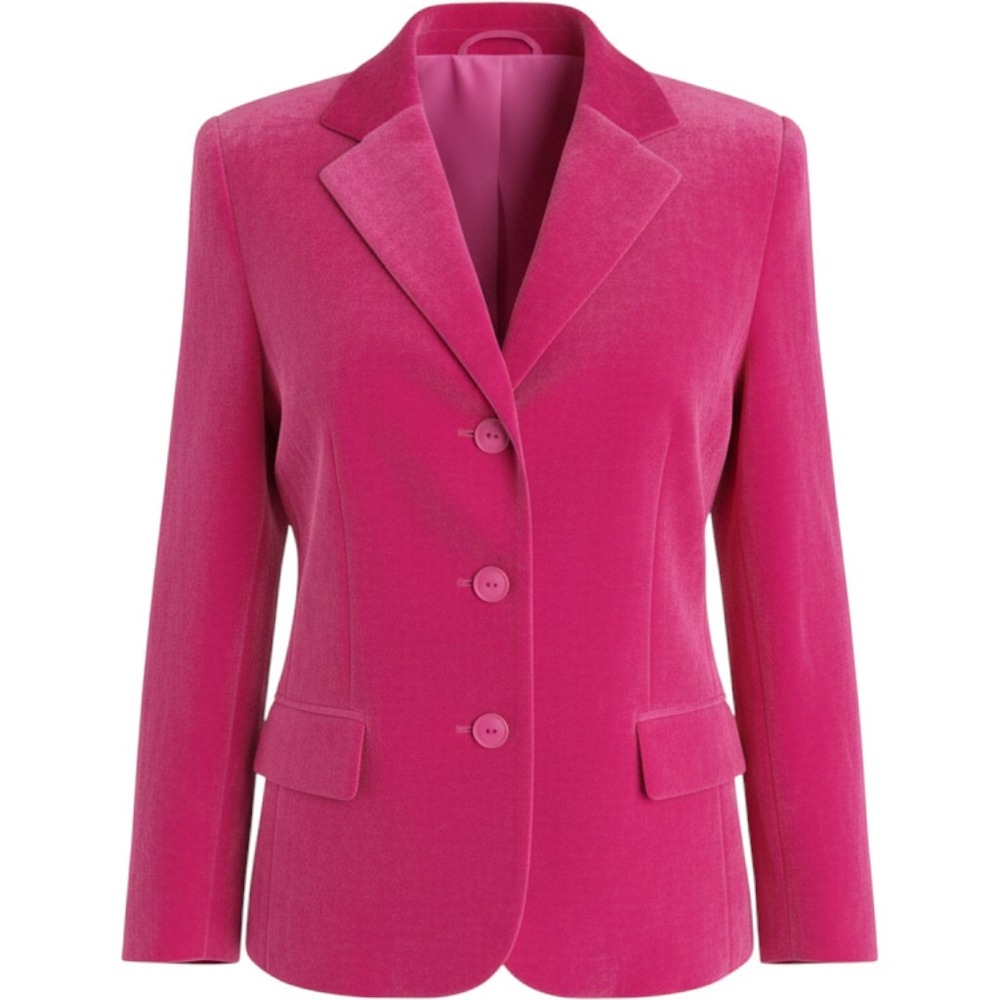 Chadwicks Magenta Pink Velvet Blazer Three Button Notched Lapel Tailored Jacket